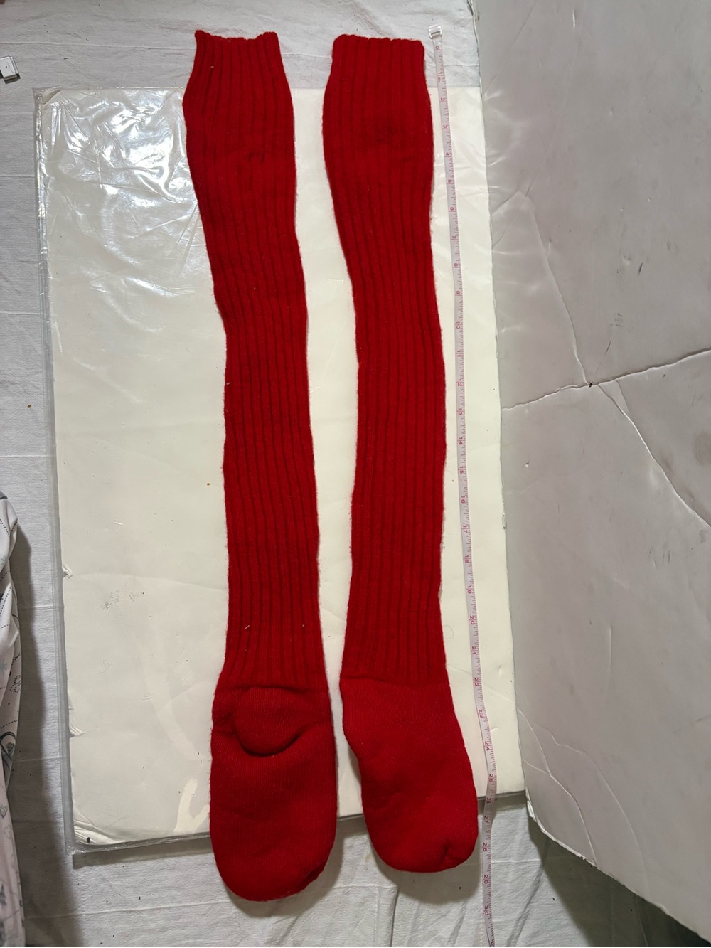 Vintage Red Ribbed Women's wool socks